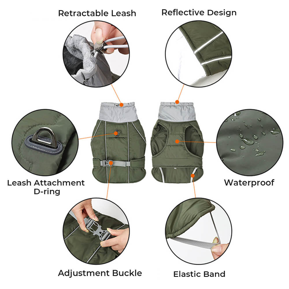 Waterproof Warm High Collar Reflective Dog Thickened Jacket - ECOVIRA