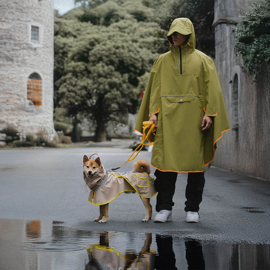 Adjustable Reflective Waterproof with Pocket Dog Human Matching Raincoat-Stay Dry - ECOVIRA