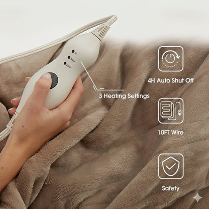 Warm & Soft Electric Heated Blanket – 3 Heat Levels, Auto Switch-Off, USB Powered, Washable, Extra Safe - ECOVIRA