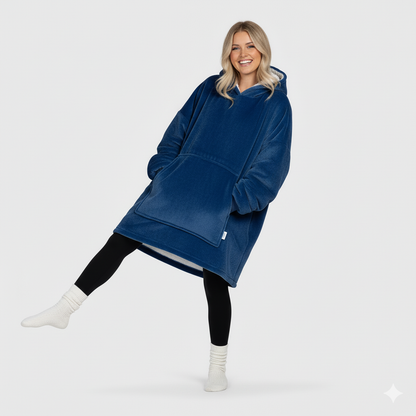 Wearable Blanket Hoodie – Lapis Blue | Small & Medium, Cosy Fleece, Oversized Comfort, Machine Washable - ECOVIRA